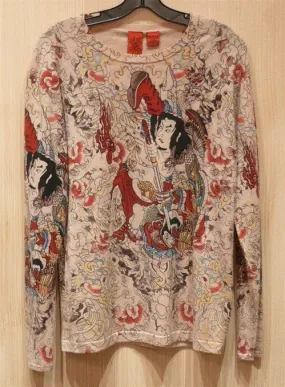 A G Kabuki Tattoo Cashmere Crew Neck Sweater