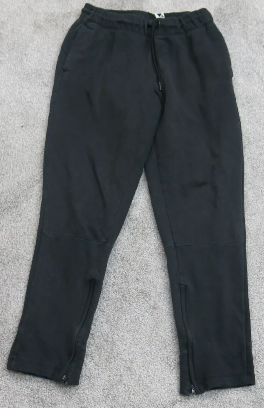 Adidas Mens Activewear Logo Zipper Leg Capri Jogger Pants High Rise Black Size L