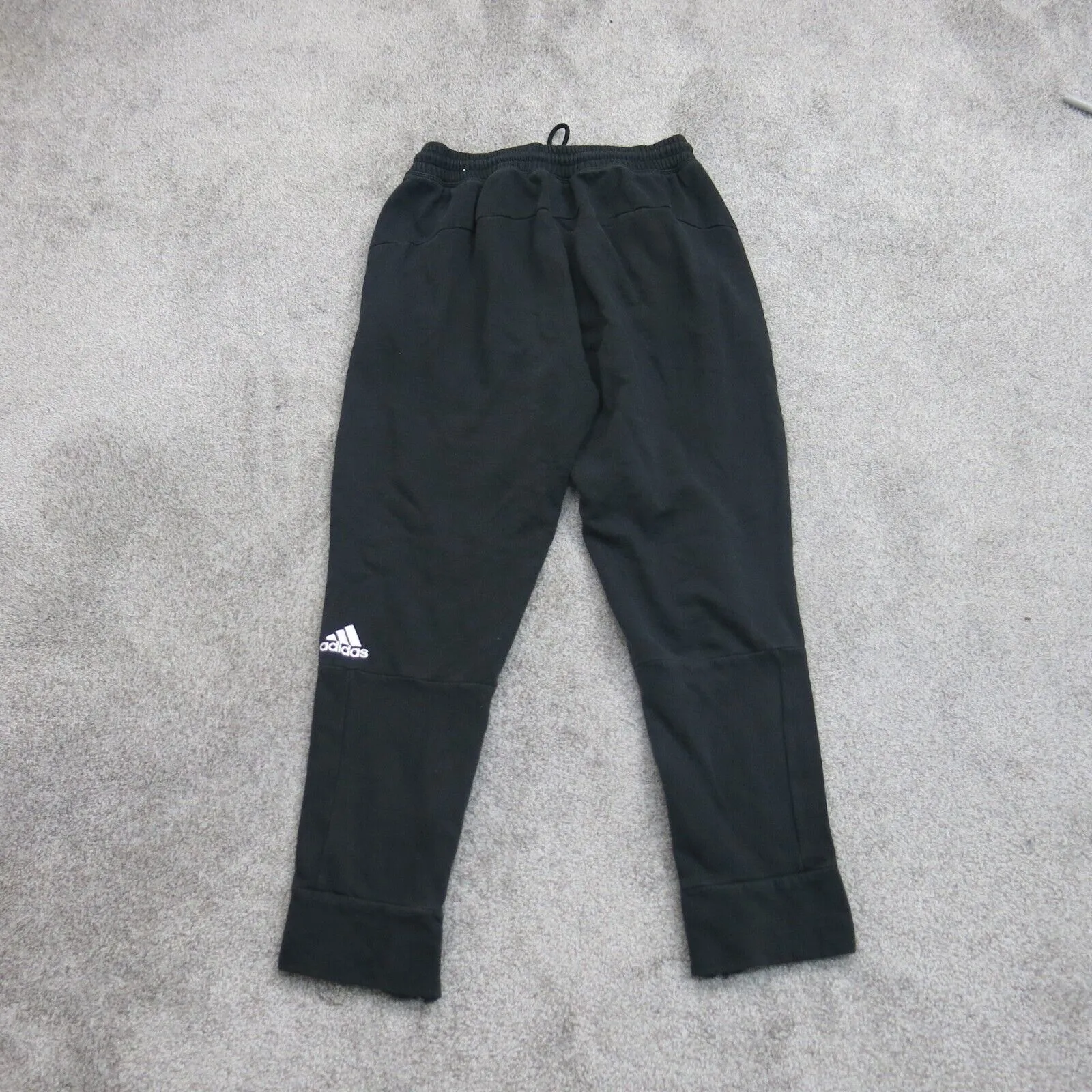 Adidas Mens Activewear Logo Zipper Leg Capri Jogger Pants High Rise Black Size L