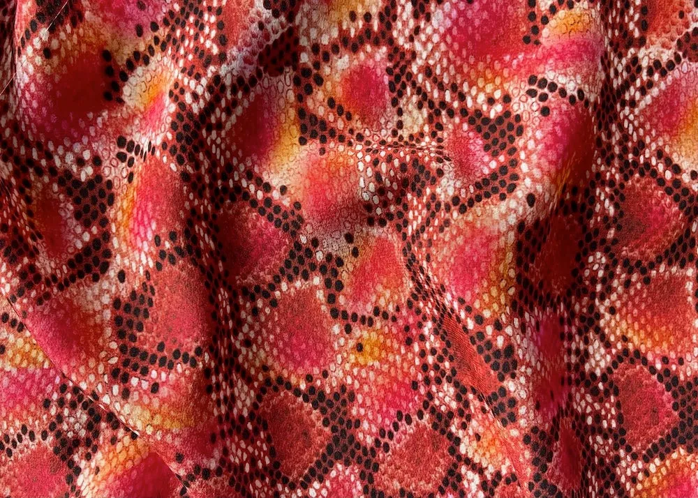 Altuzarra Fiery Pomegranate Corn Snake Silk Crepe De Chine (Made in Italy)