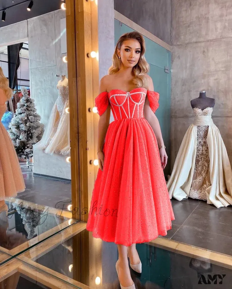 Amy Fashion - Off Shoulder Evening Gowns Dress