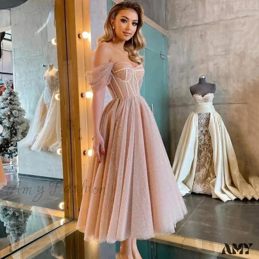 Amy Fashion - Off Shoulder Evening Gowns Dress