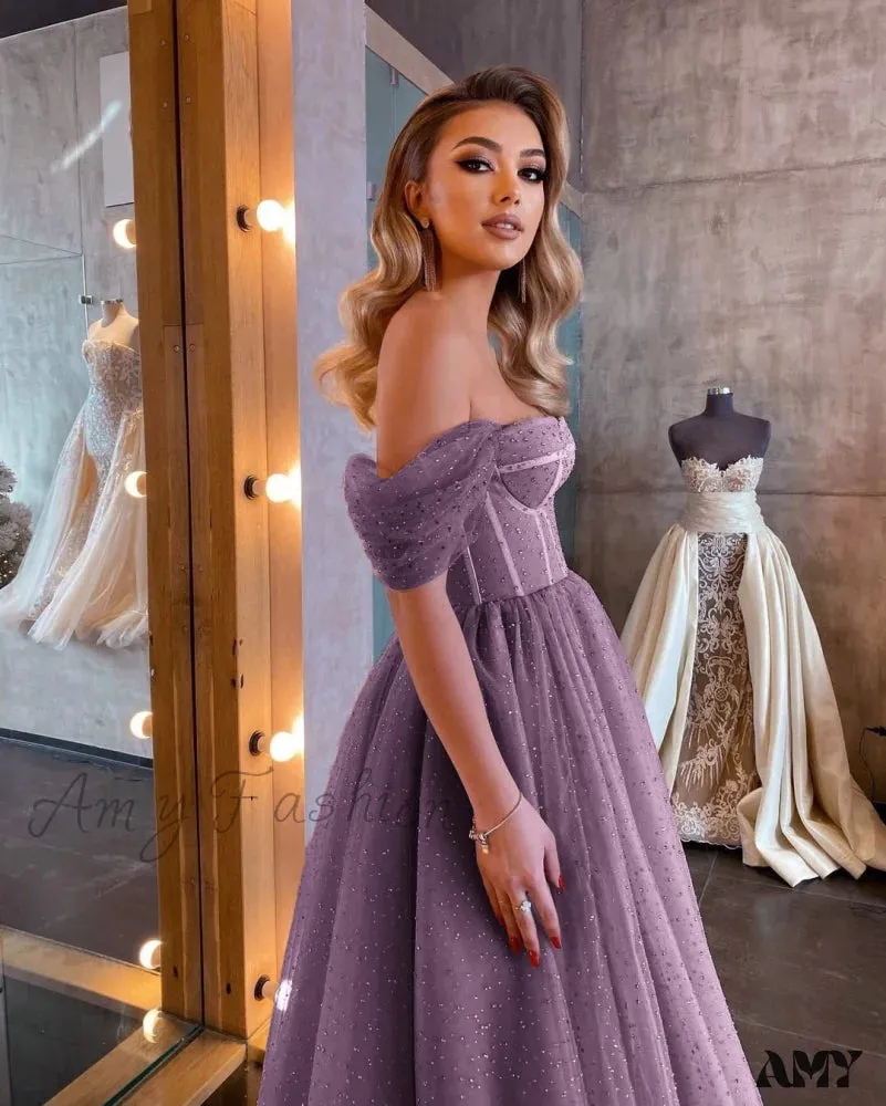 Amy Fashion - Off Shoulder Evening Gowns Dress