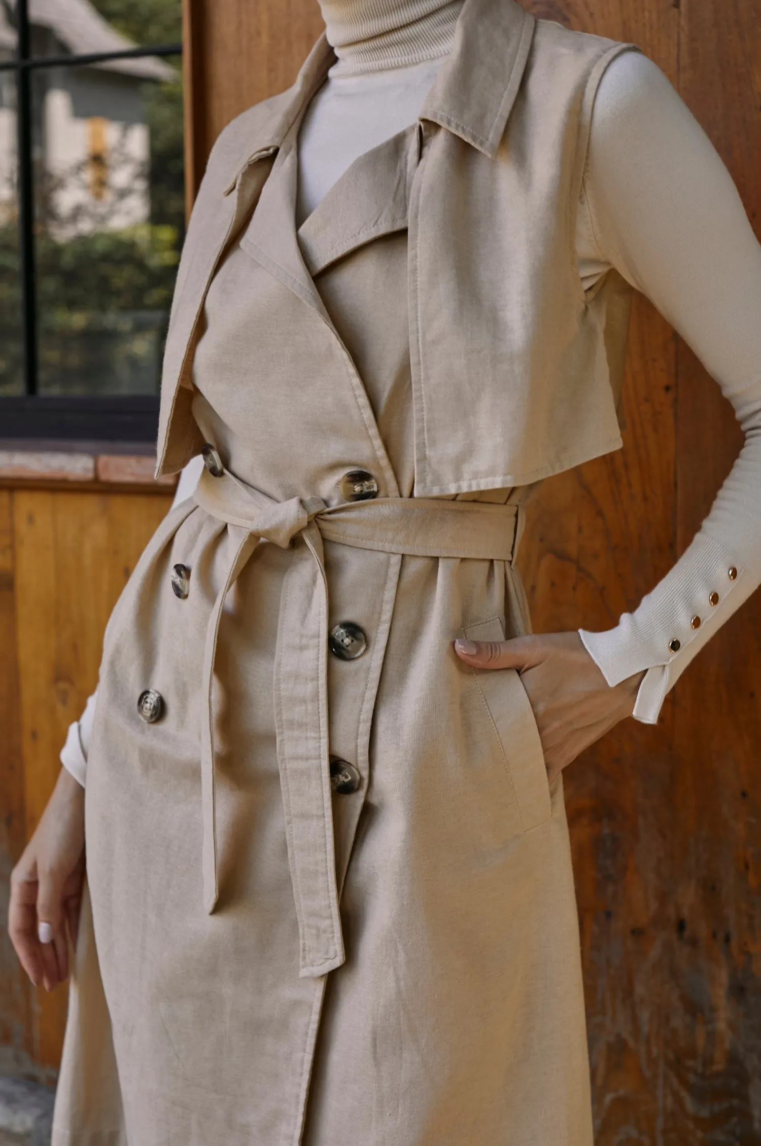 Arden Belted Vest Trench by ELF