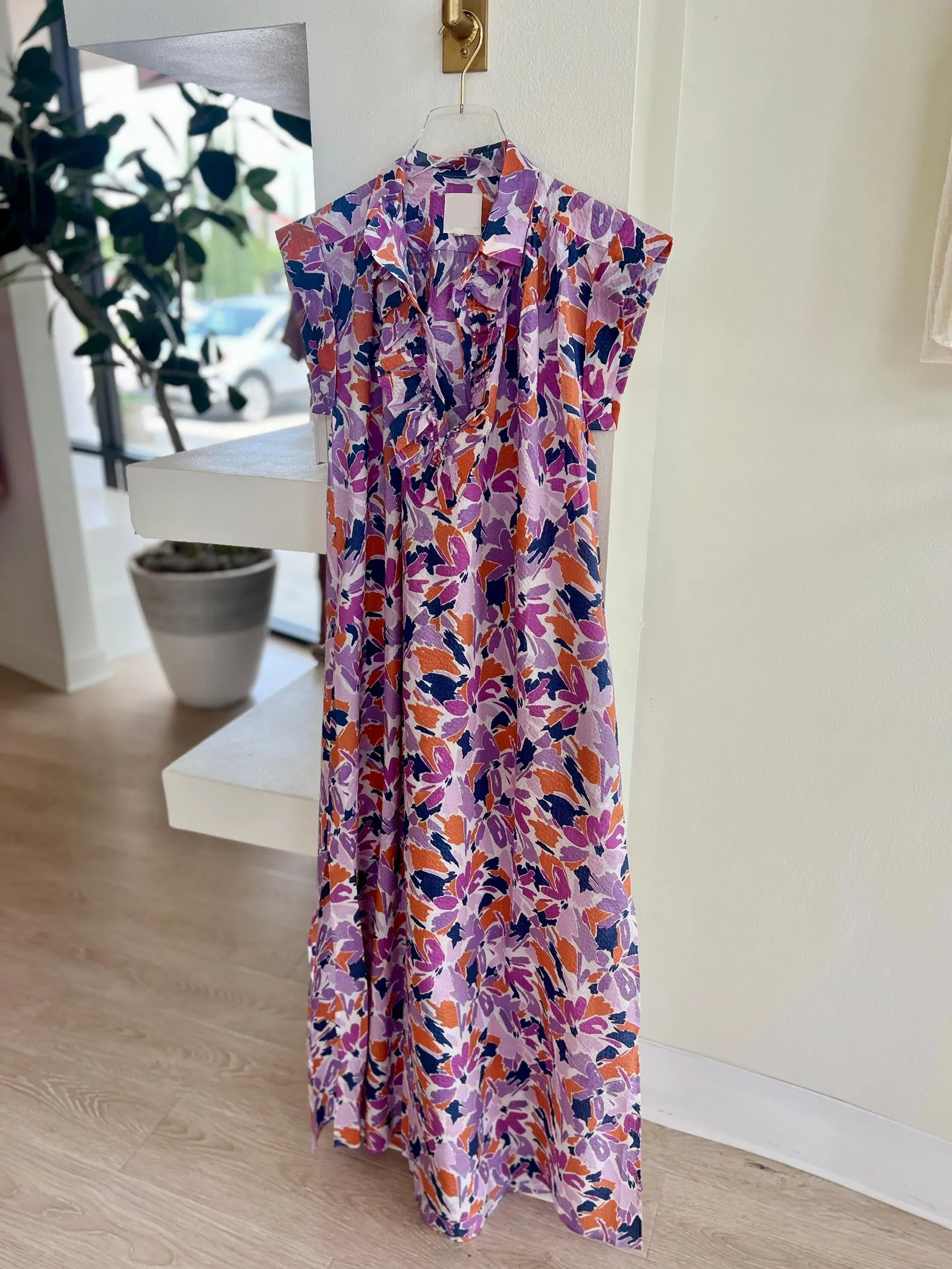 Aslilly A Shirt Thing Lavender Floral Maxi Dress