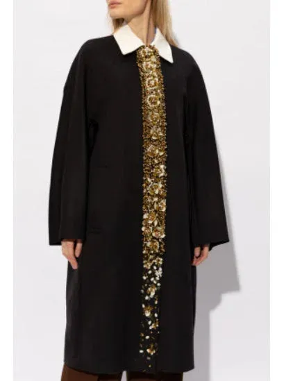 Bead and Sequin-Embellished Oversize Coat