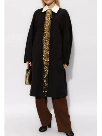 Bead and Sequin-Embellished Oversize Coat