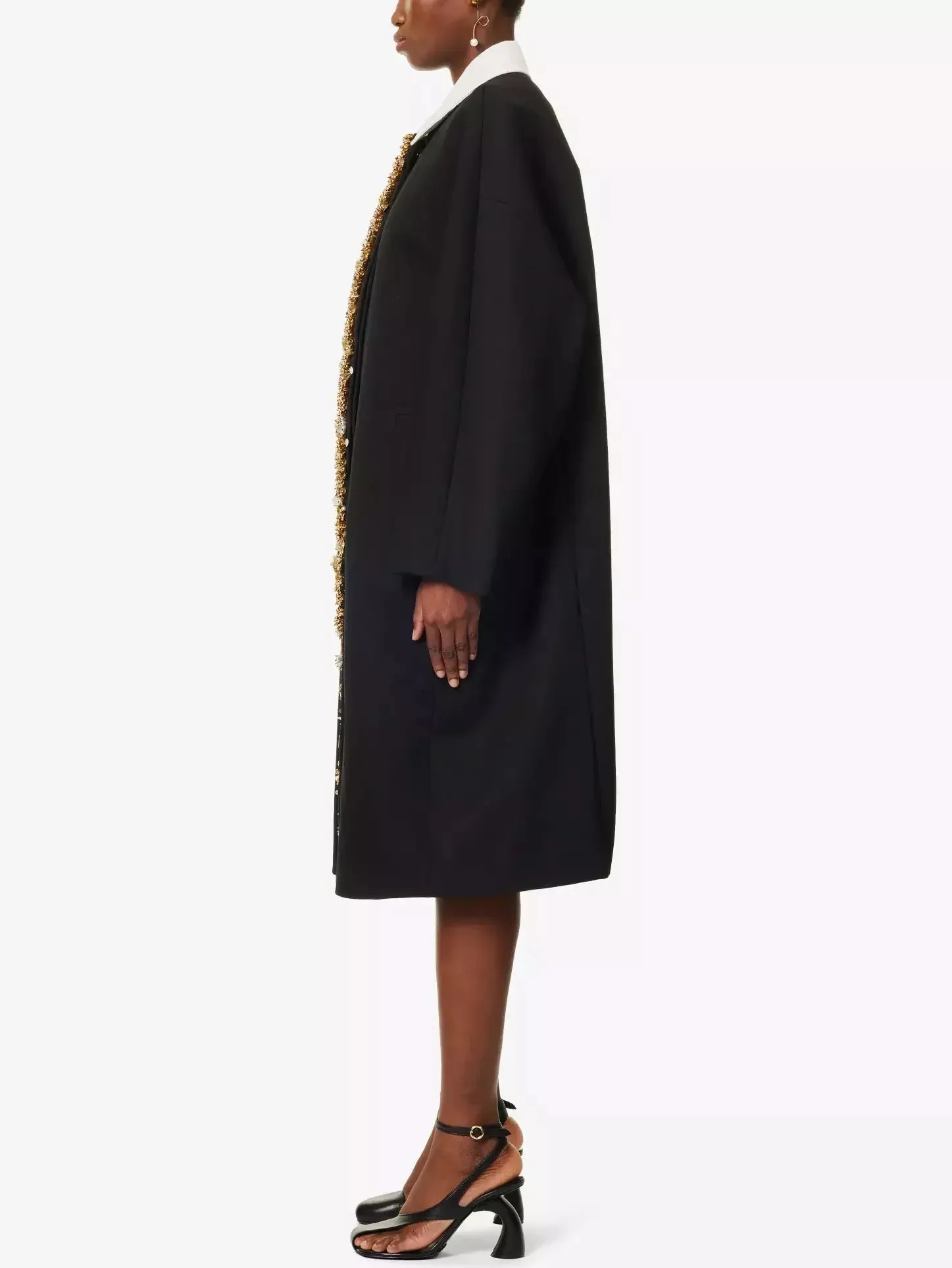 Bead and Sequin-Embellished Oversize Coat