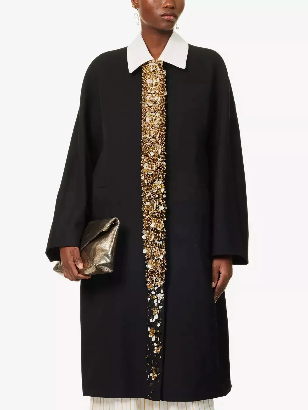 Bead and Sequin-Embellished Oversize Coat