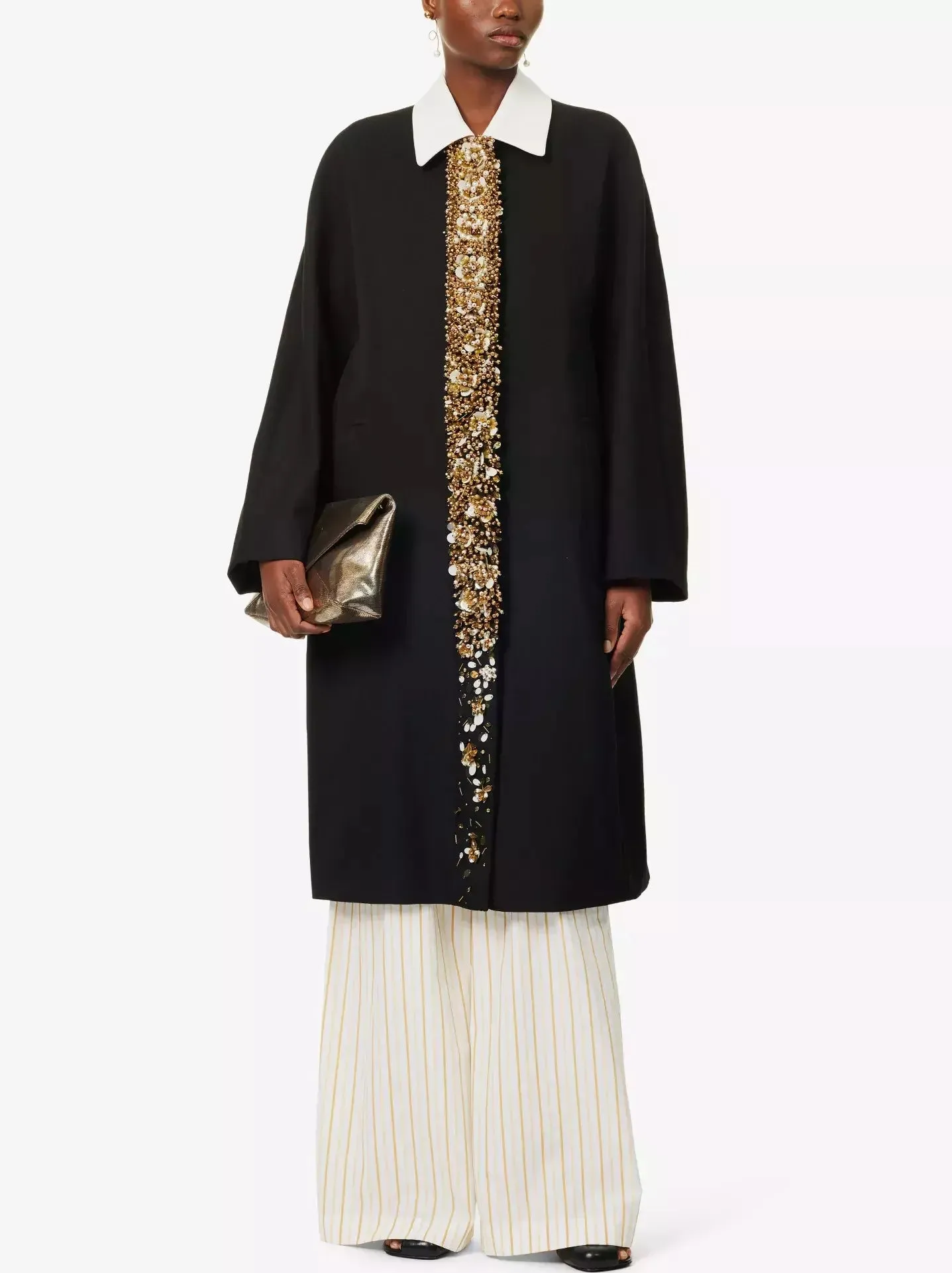 Bead and Sequin-Embellished Oversize Coat