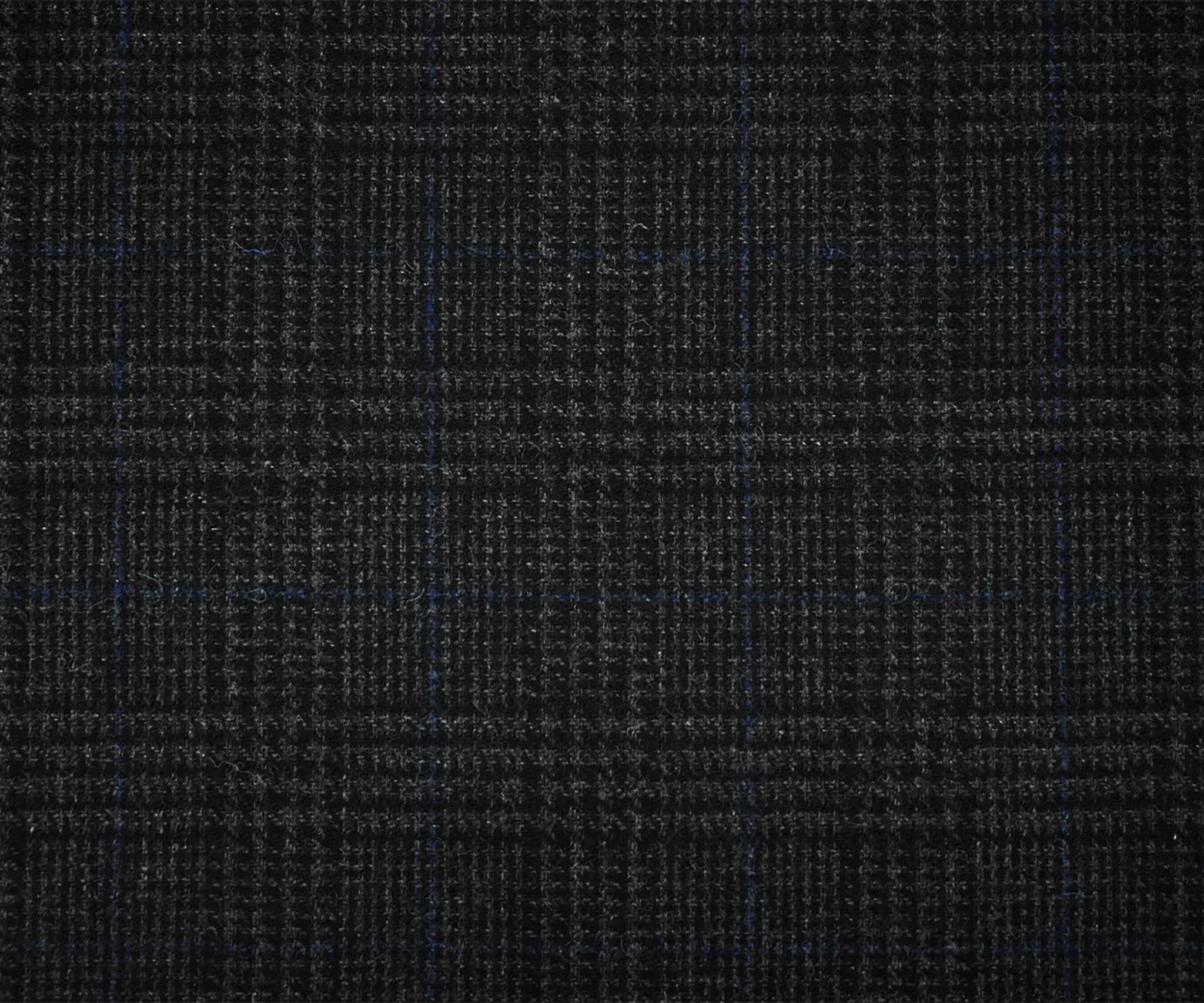 Black-Gray-Blue Wool Blend Glen Plaid Check Jacketing Woven Fabric