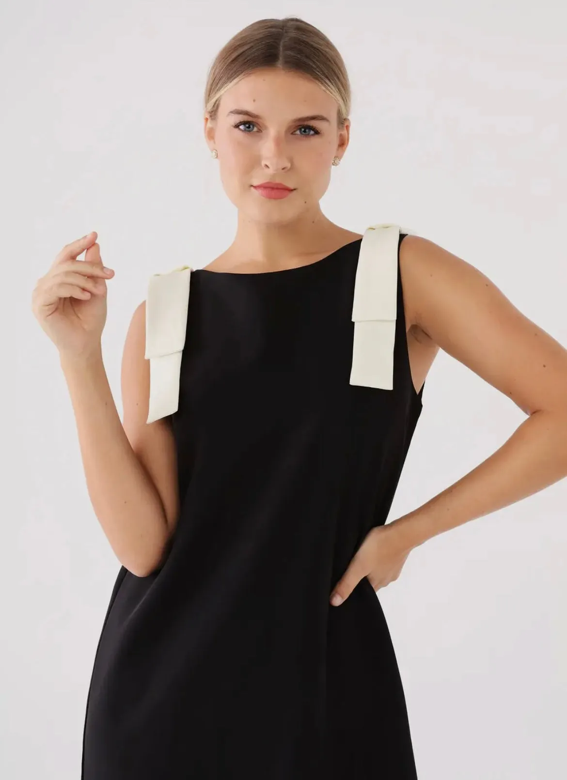 Black Shift Dress with Bows