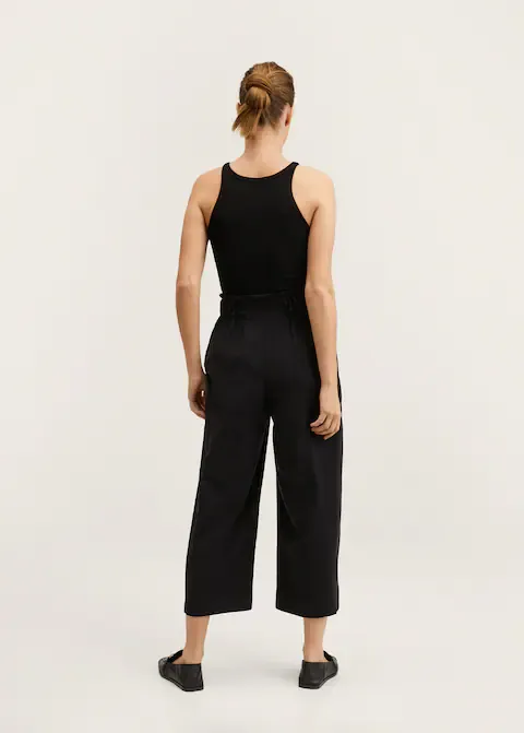 Black Wide Leg Elasticated Trousers