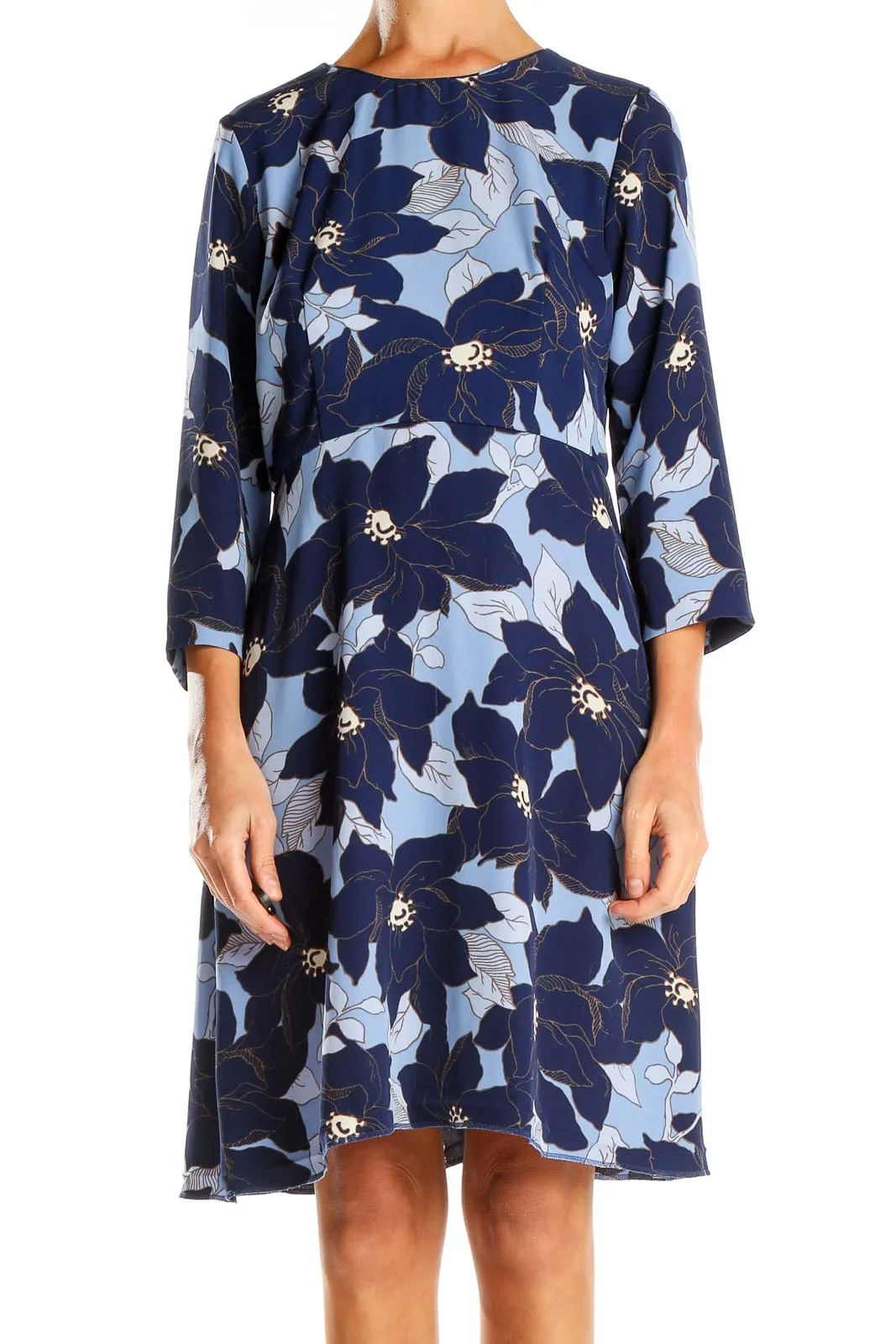 Blue Floral Print Shift Dress