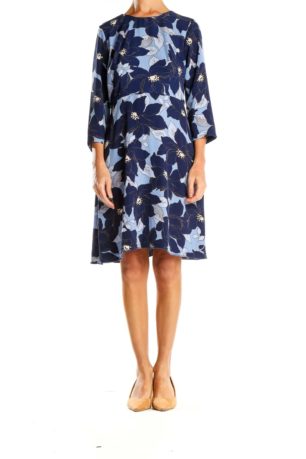 Blue Floral Print Shift Dress