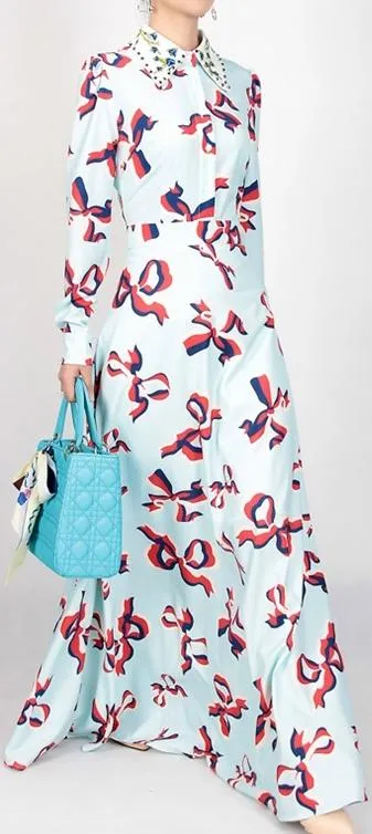 Bow Print Maxi Dress