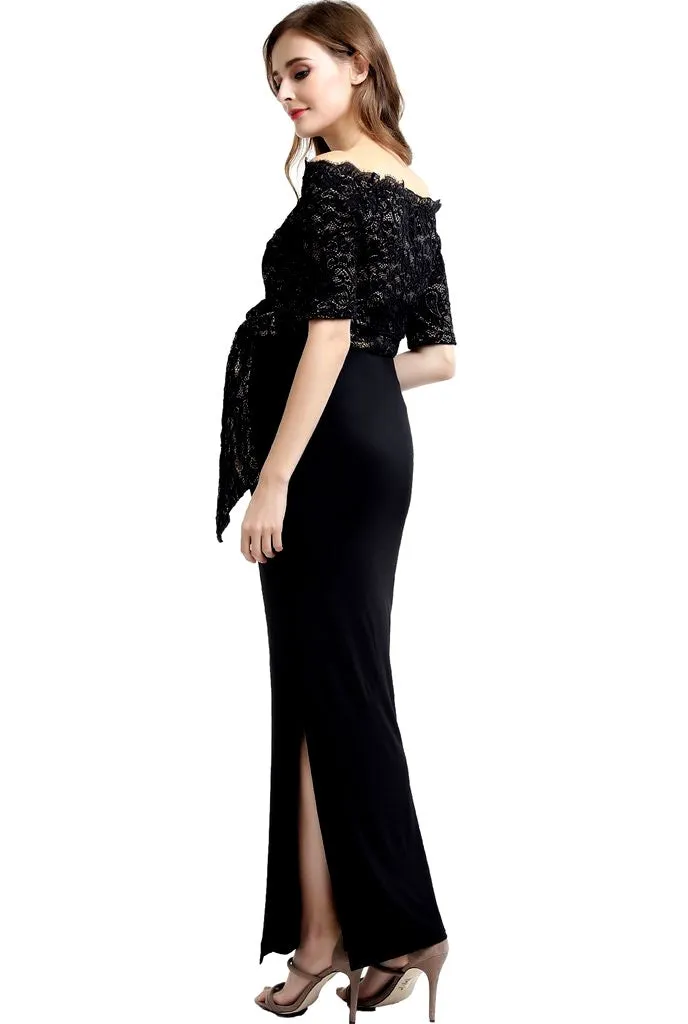 Bridget Lace Off Shoulder Maxi Maternity Dress