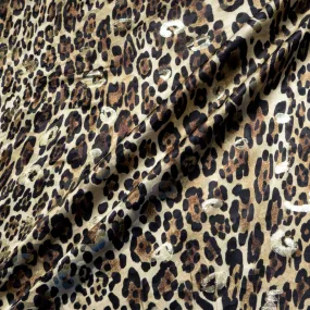 Brown Animal Printed Silk Metallic Jacquard