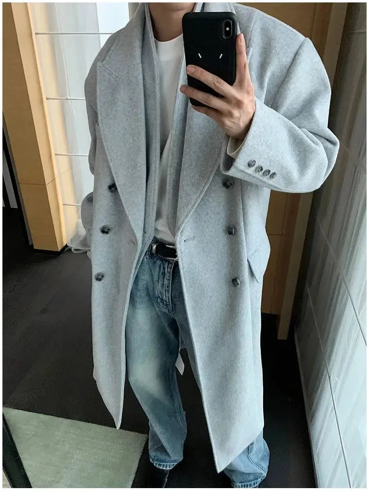 Buttoned Cuffs Long Wool Coat