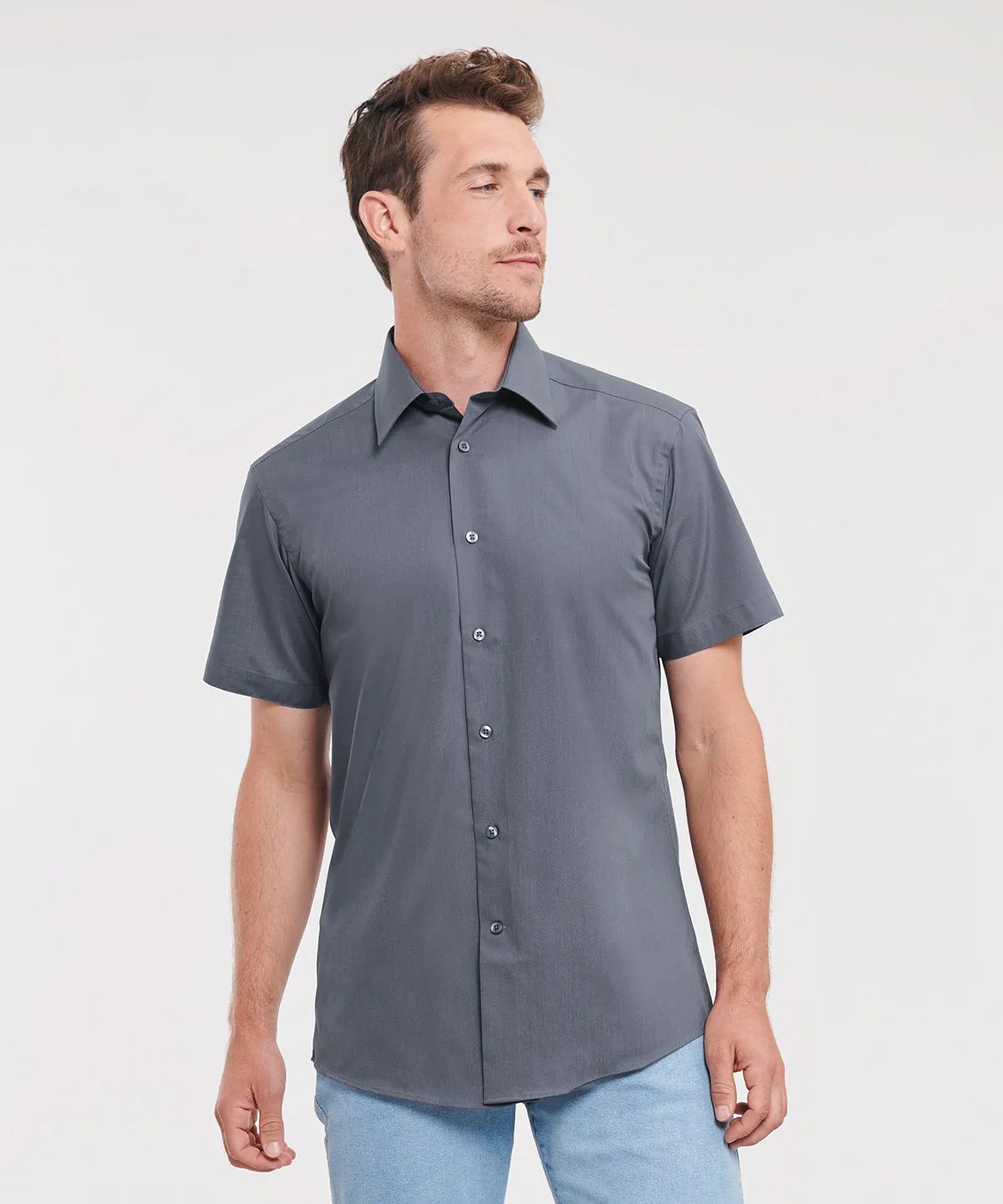 Classic Red - Short sleeve polycotton easycare tailored poplin shirt