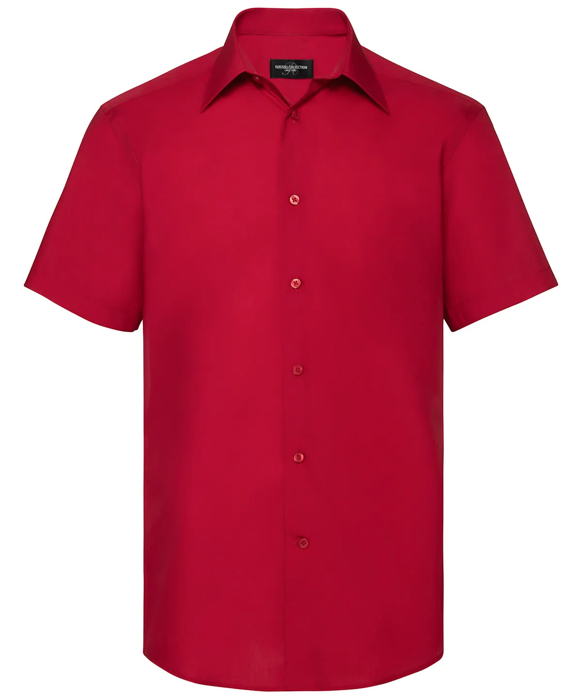 Classic Red - Short sleeve polycotton easycare tailored poplin shirt