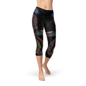 Colorful Women's Sugar Skull Capri Leggings for Ultimate Style and Comfort