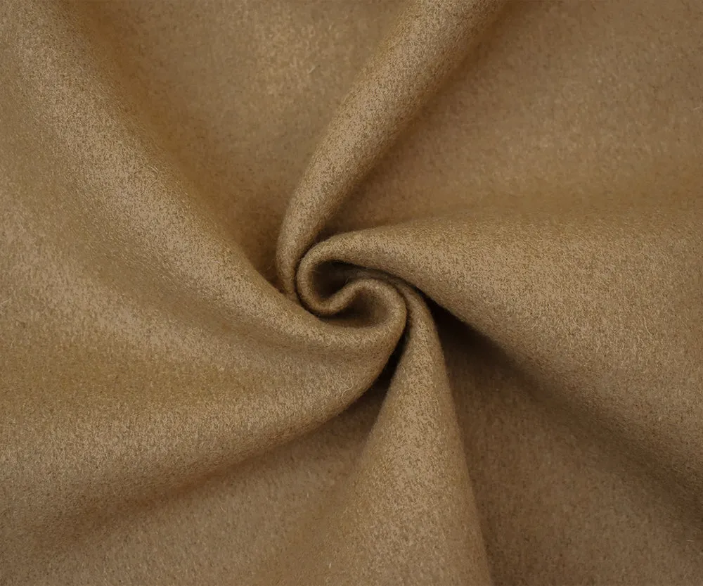 Cream Brown Wool Poly Blend Soft Brushed Woven Jacketing Fabric