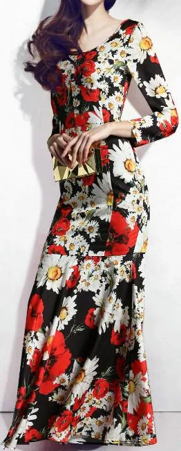 Daisy and Poppy Print Gown