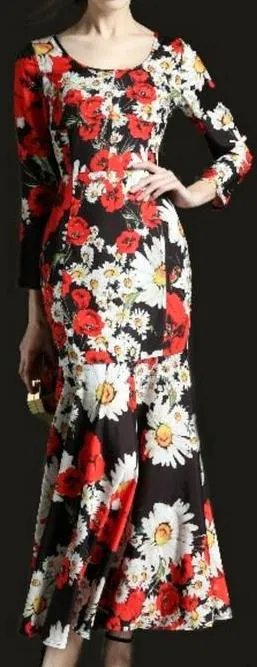 Daisy and Poppy Print Gown