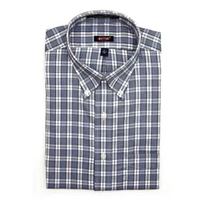 'Dwight' Navy Plaid Long Sleeve Beyond Non-Iron® Cotton Sport Shirt by Batton