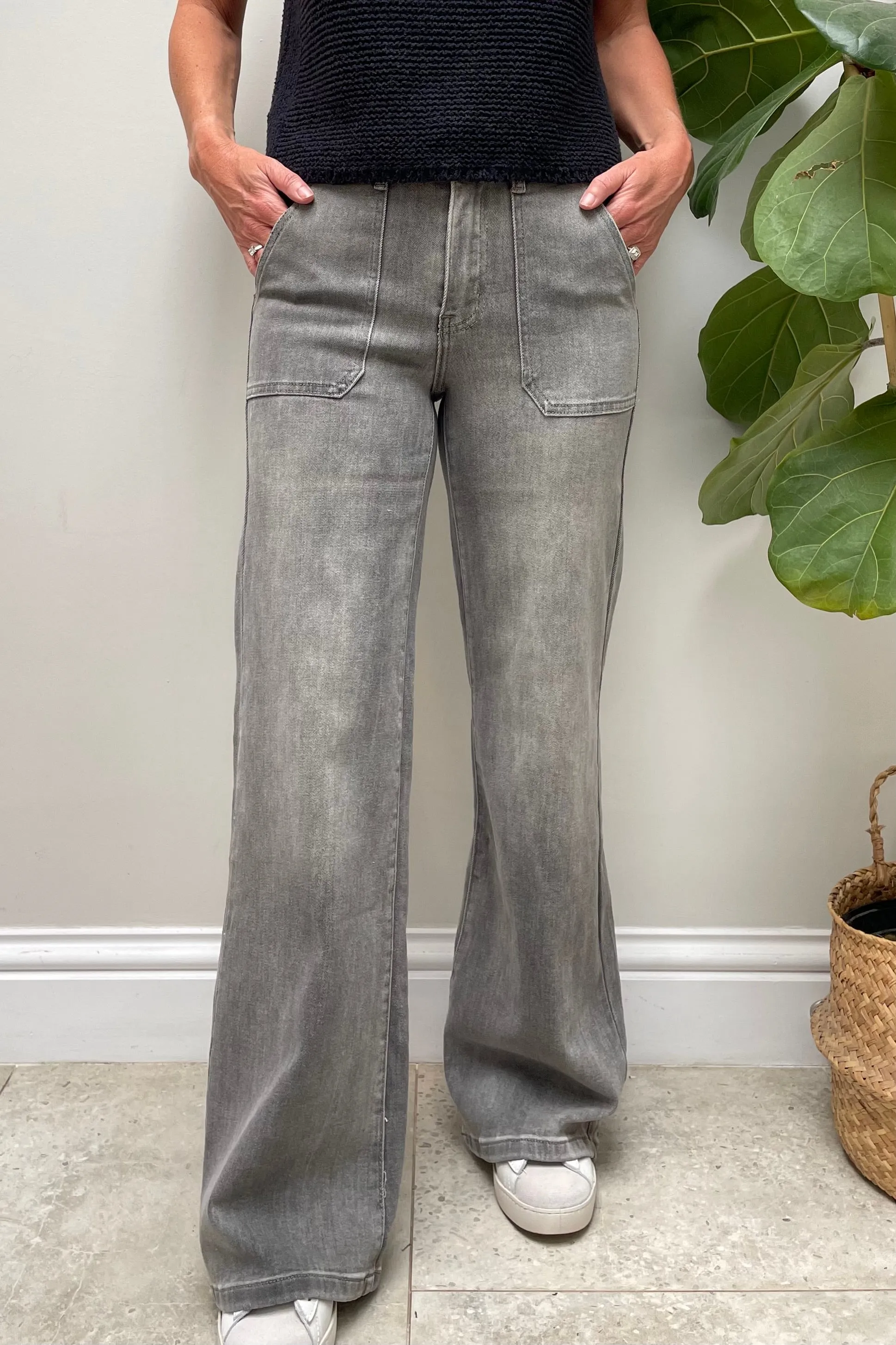 Ginny Flares Washed Grey