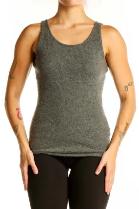 Gray Cashmere Sleeveless Knit Top