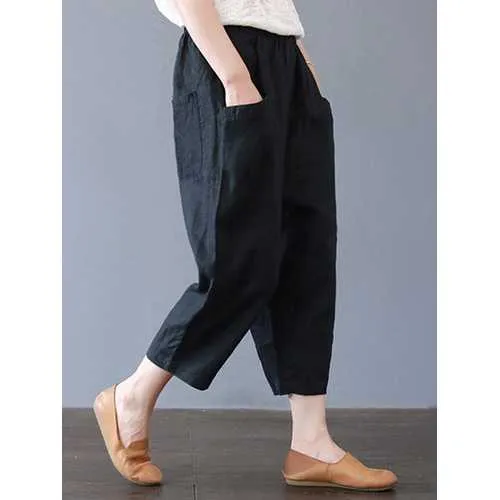 Harem Pants Solid Color Capris