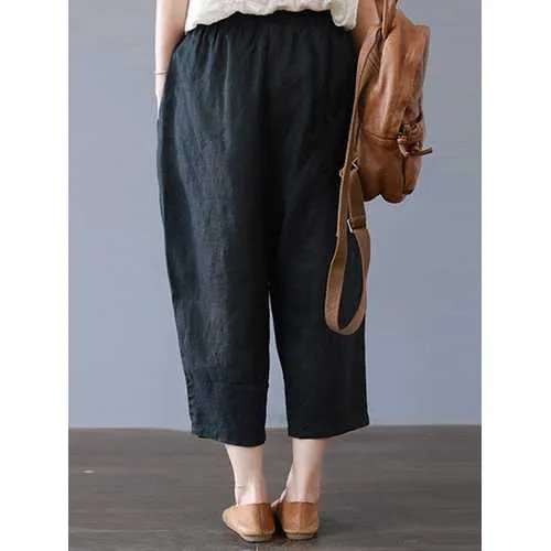 Harem Pants Solid Color Capris