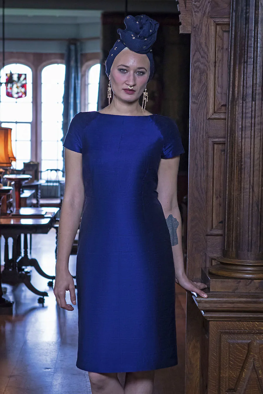 Hepburn Dress in Midnight Blue