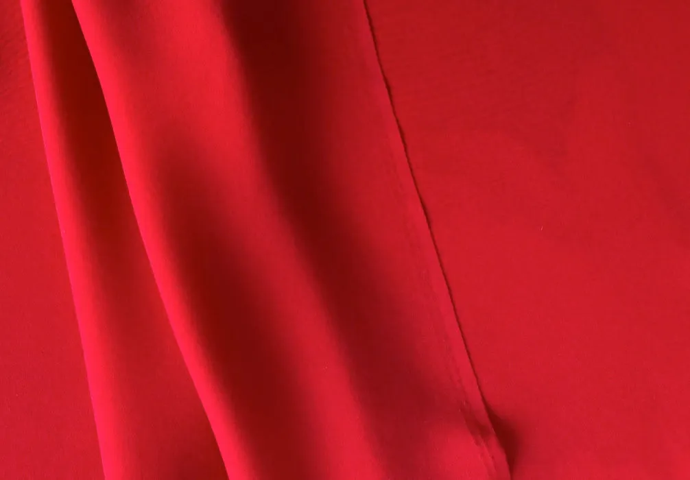 High-End Clear Candy Apple Red Silk Crepe (Made in Italy)