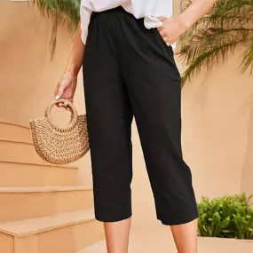 High Waisted Capri Pants with Pockets