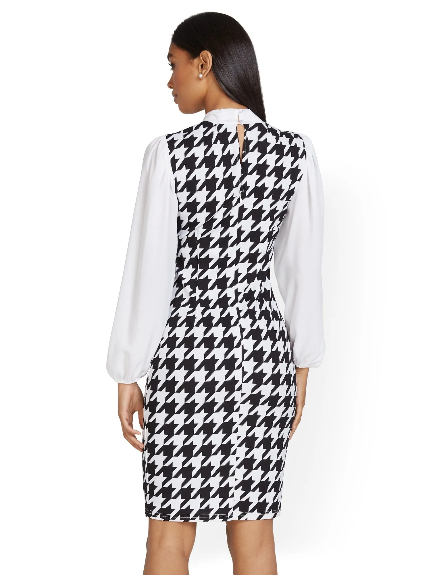 Houndstooth Overlay Shift Dress