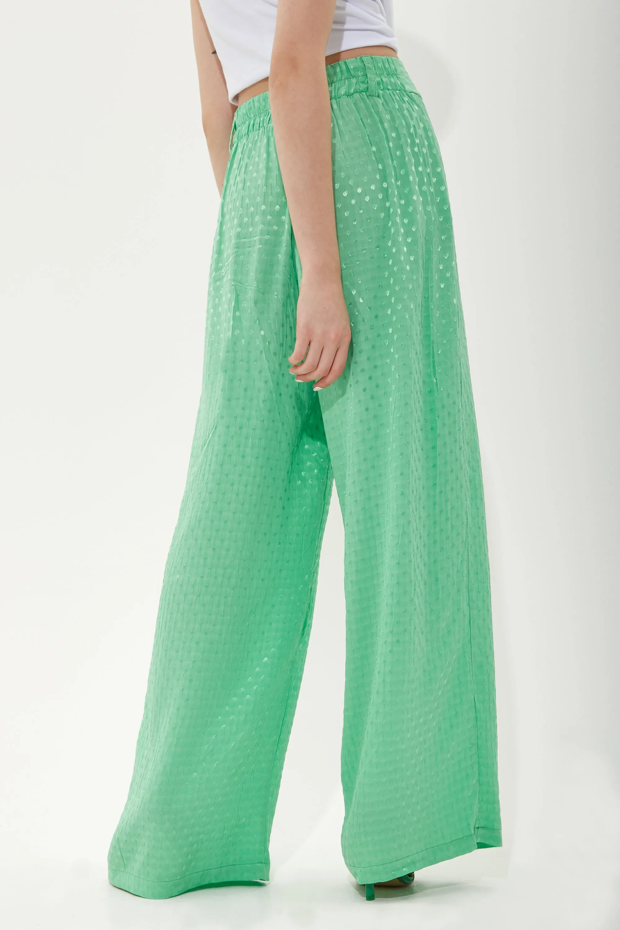 House of Holland Mint Green Jacquard Trousers