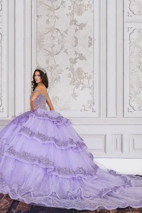 Lilac Detachable Train With Stones and Gems Bodice