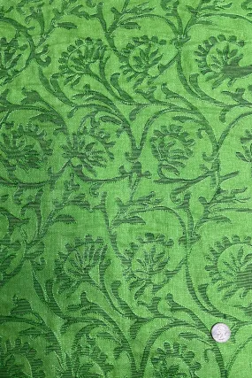 Lime Green Embroidered Silk Linen MEMT-033-02