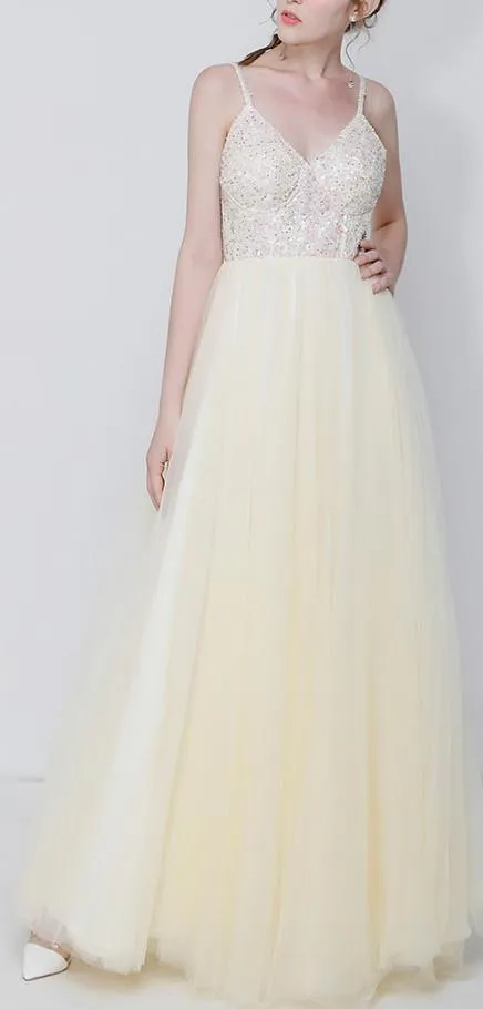 Long Sequin Tulle Gown