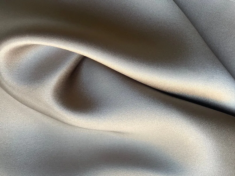 Lustrous Mushroom  Silk Satin Charmeuse (Made in Italy)