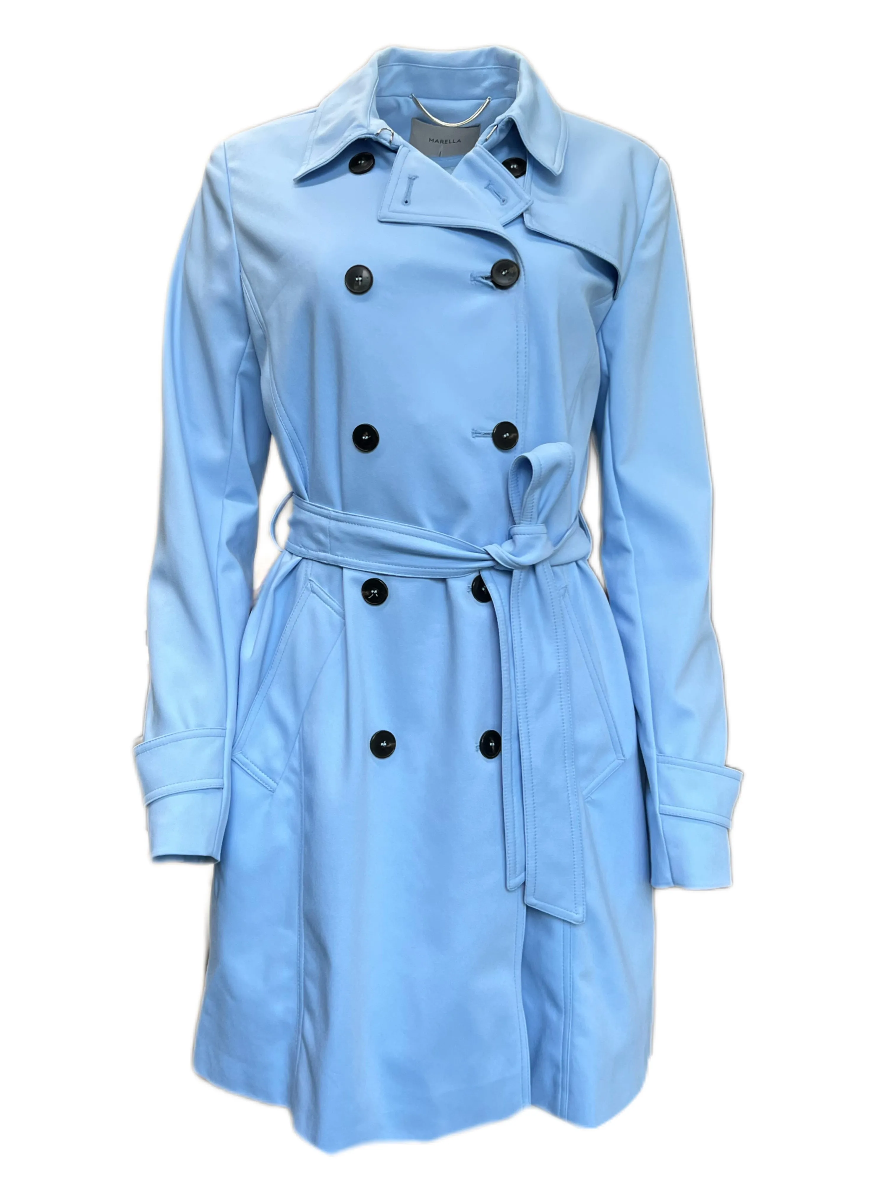 Marella By Max Mara Women's Blue Razza Double Breasted Trench Coat Size 10