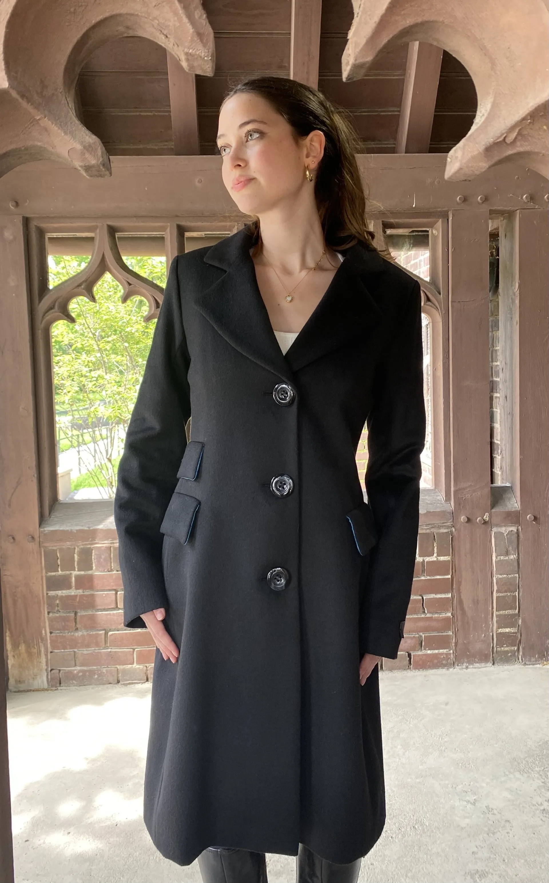 Mary Equestrian Style Coat - 50% Cashmere & Wool Blend