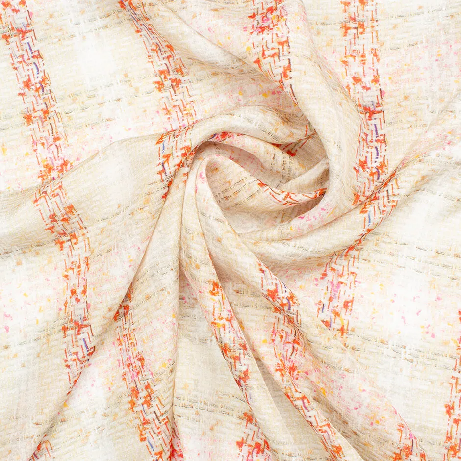 Multi Pastel Coloured Bouclé Printed Silk Georgette