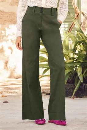 Next Womens Khaki Wide Leg Trousers