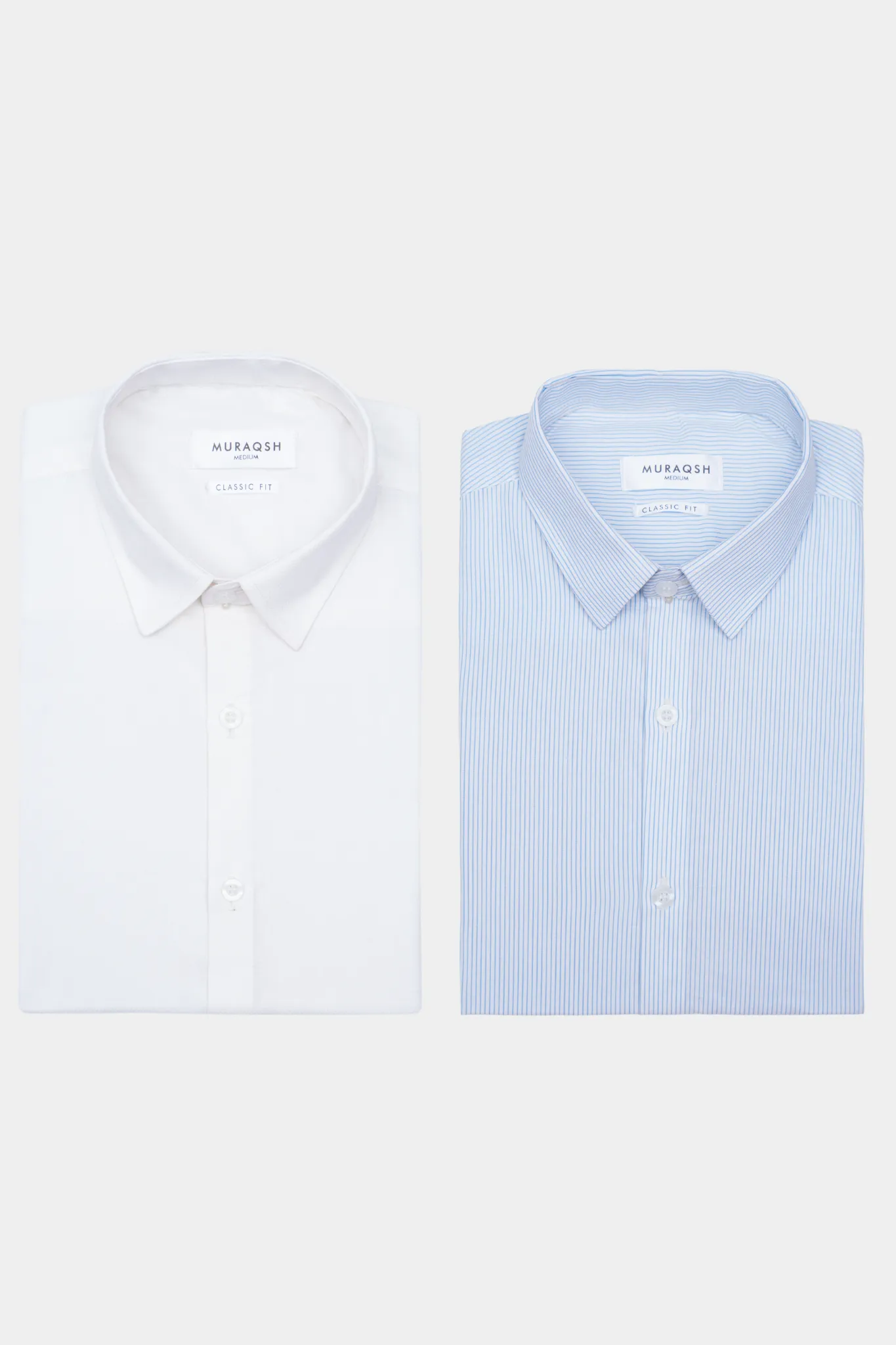 Pack of 2 Formal Shirts - Blue Lining & Off White Textured