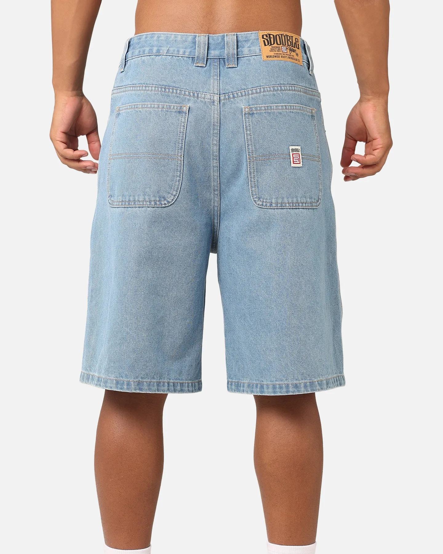 S Double Denim Standard Shorts Mid Blue