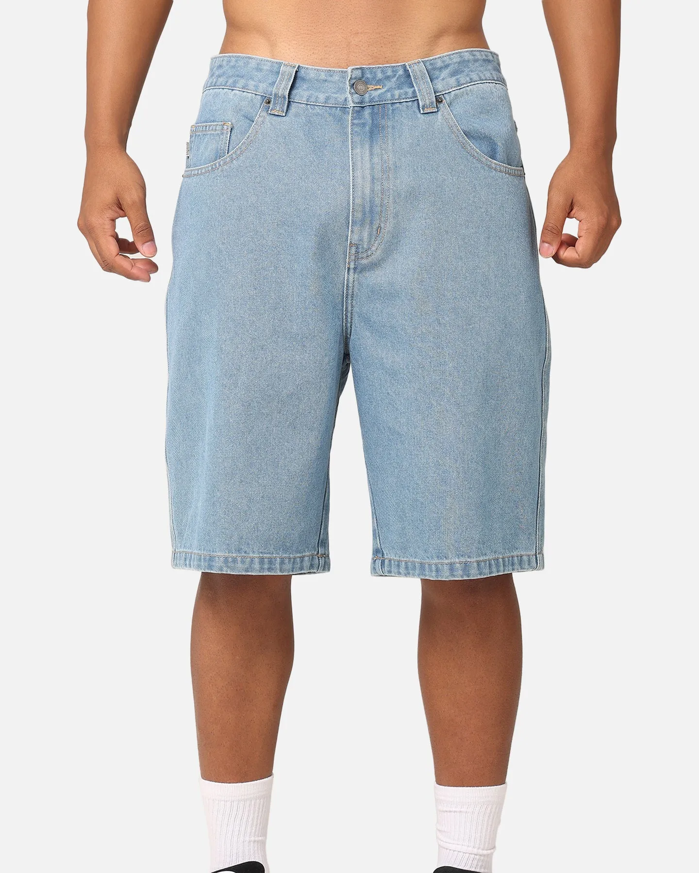 S Double Denim Standard Shorts Mid Blue